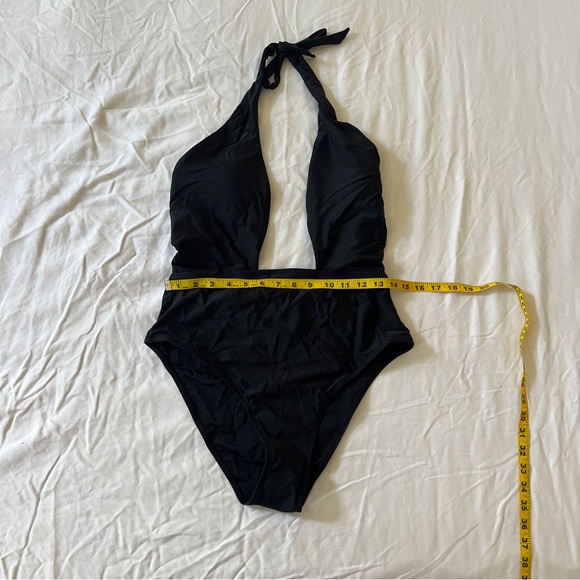 One Piece Backless Swimsuit with Front Cross Halter, Black, Large - Picture 5 of 9